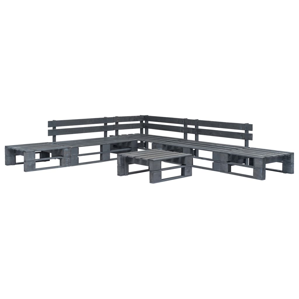 -Delige Loungeset Pallet Hout Grijs
