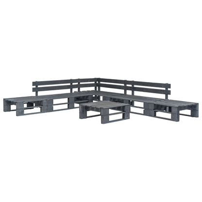 -Delige Loungeset Pallet Hout Grijs