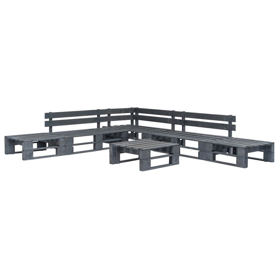 -Delige Loungeset Pallet Hout Grijs