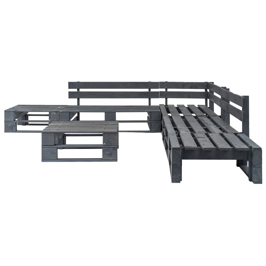 -Delige Loungeset Pallet Hout Grijs