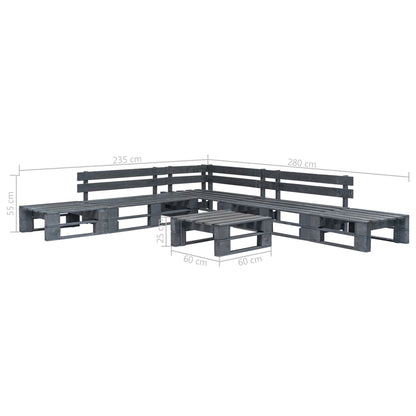 -Delige Loungeset Pallet Hout Grijs