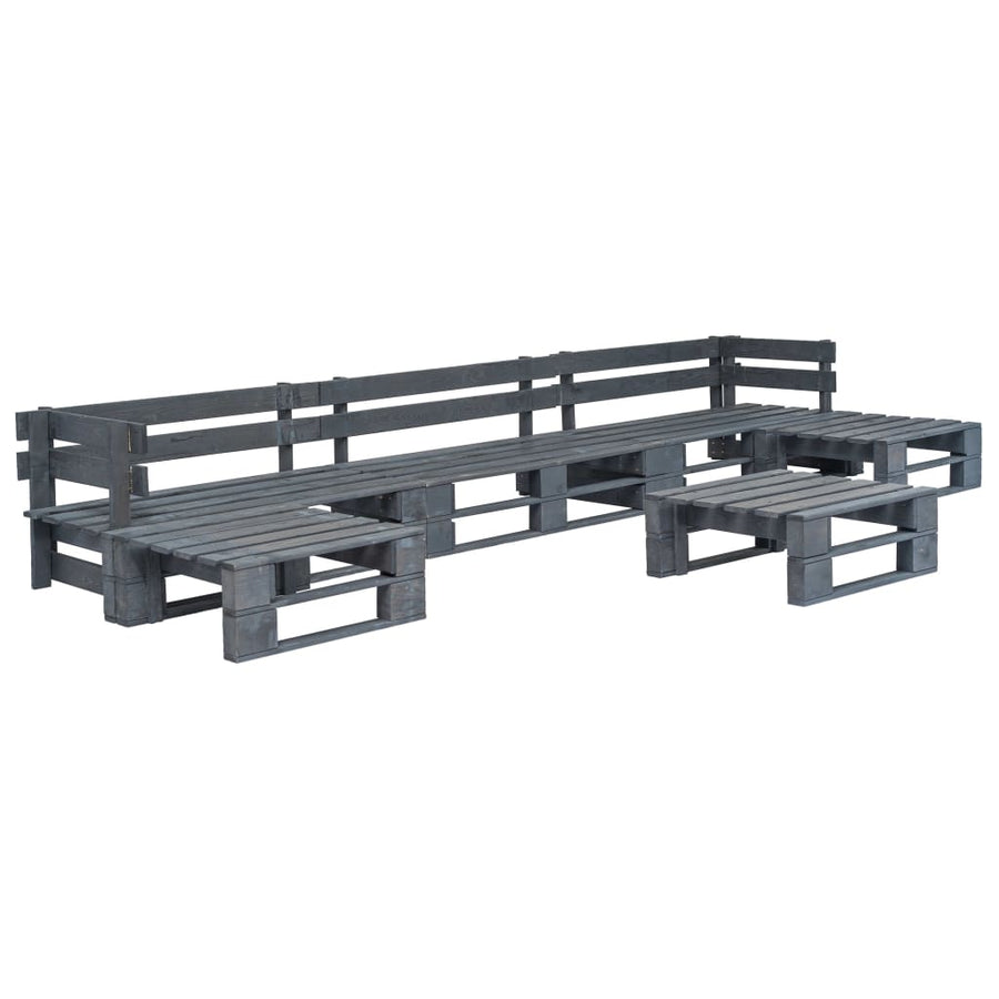 6-Delige Loungeset Pallet Hout Grijs
