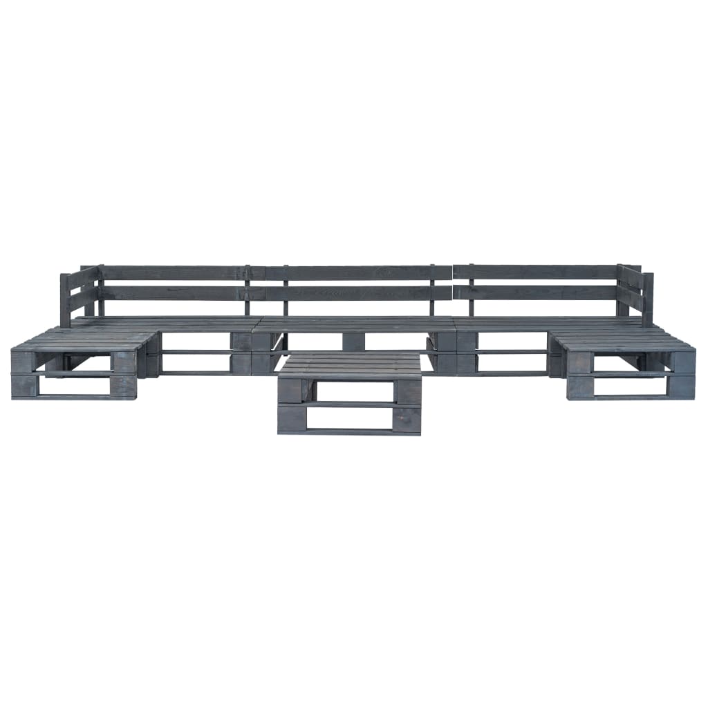 6-Delige Loungeset Pallet Hout Grijs