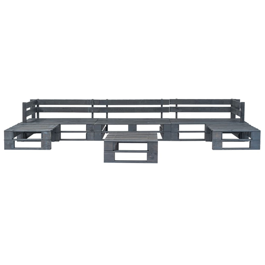 6-Delige Loungeset Pallet Hout Grijs