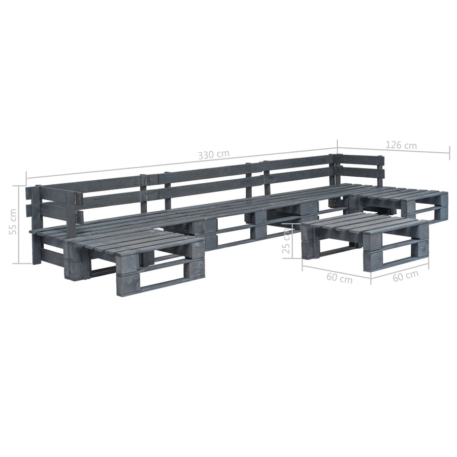 6-Delige Loungeset Pallet Hout Grijs