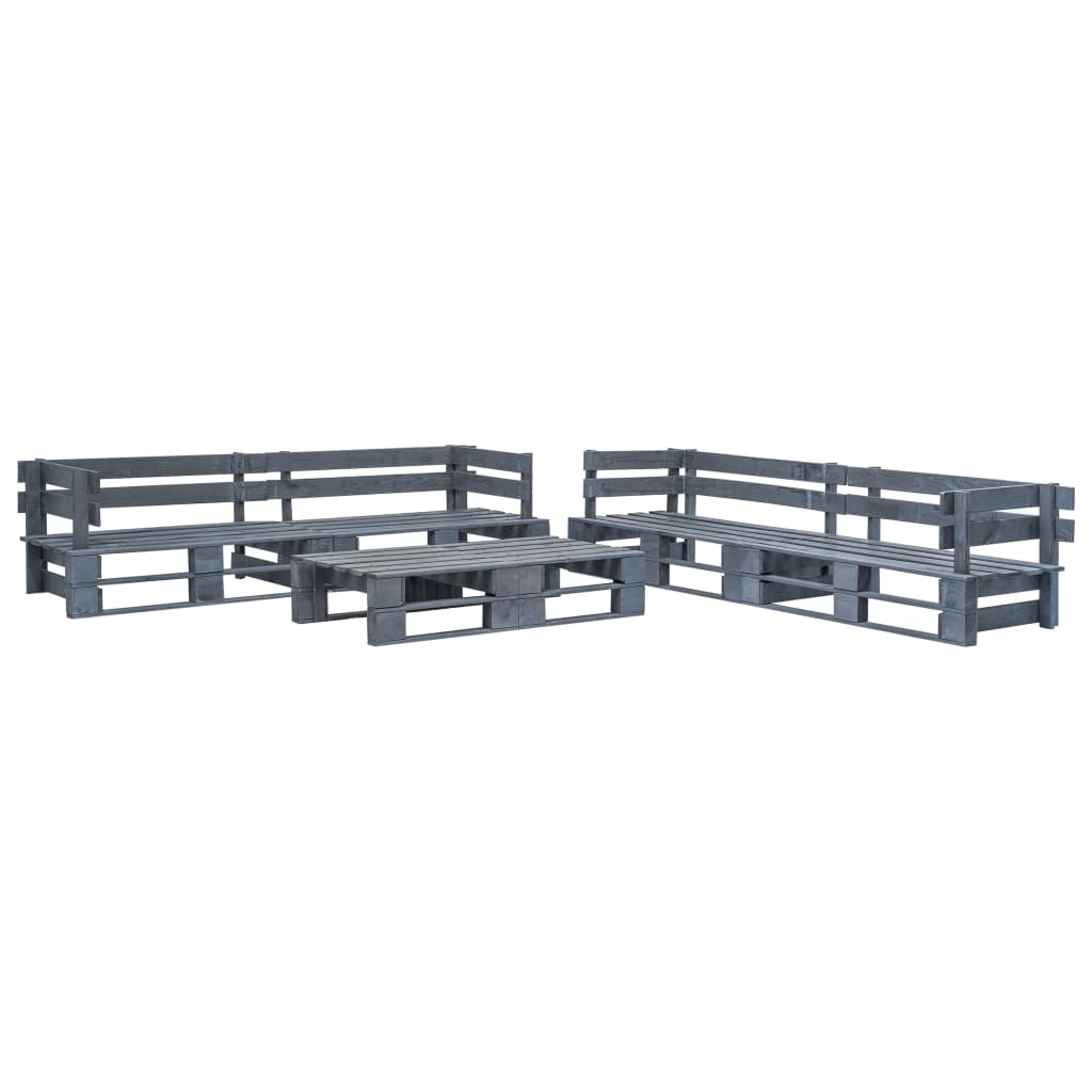-Delige Loungeset Pallet Hout Grijs