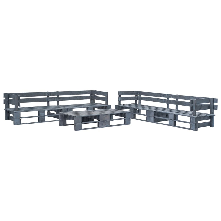 -Delige Loungeset Pallet Hout Grijs