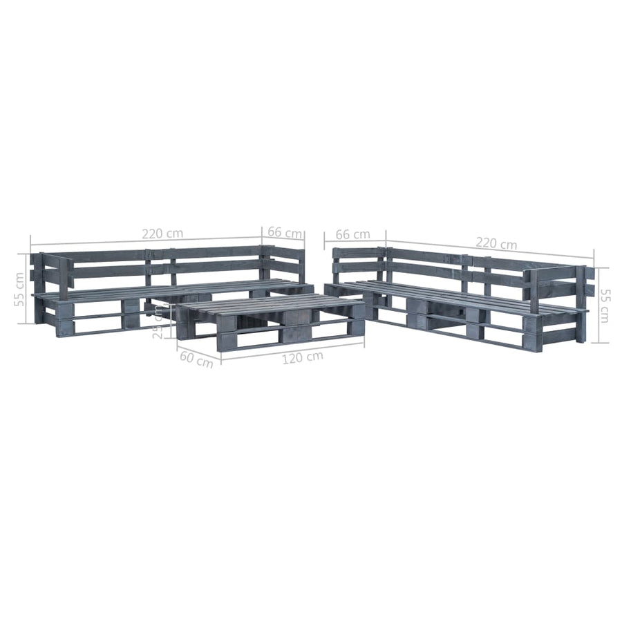 -Delige Loungeset Pallet Hout Grijs