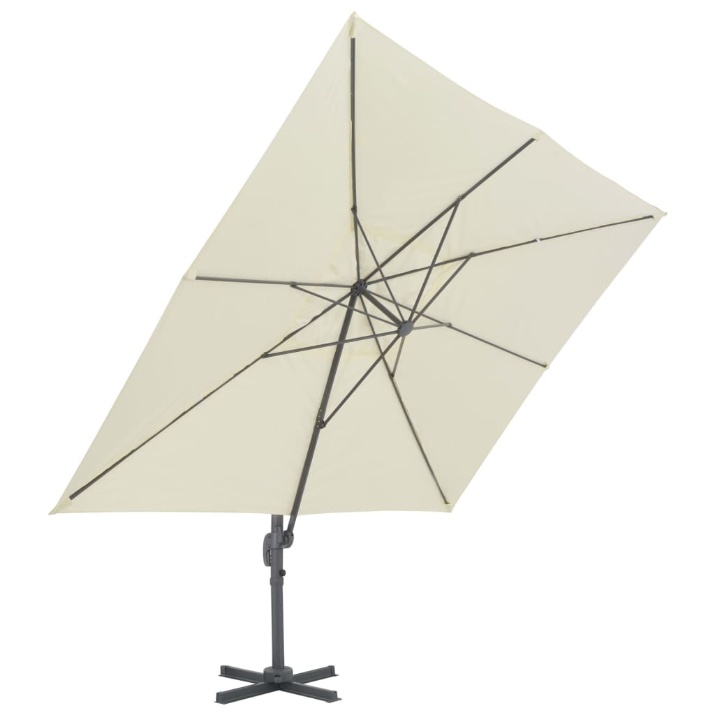 Parasol Met Draagbare Voet Zandkleurig 3 x 4 m