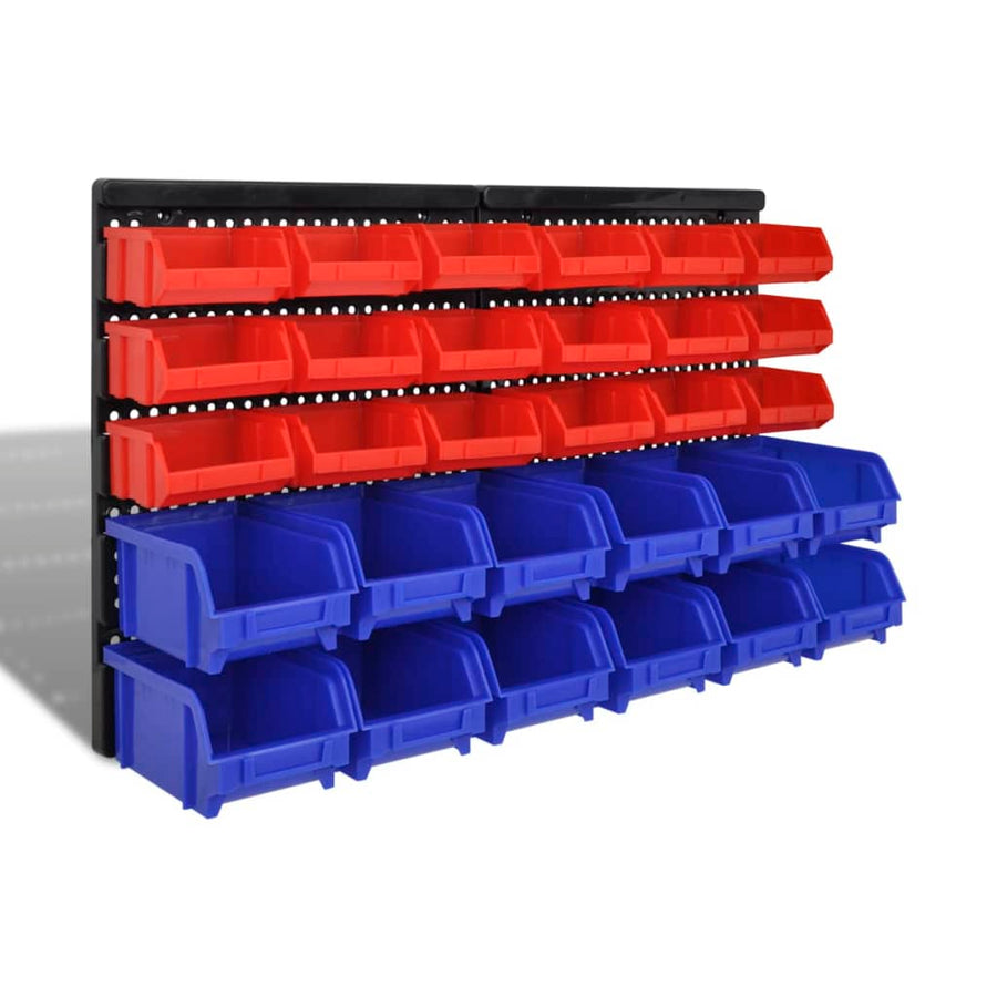 30-Delige Opbergrek Voor Aan De Wand Blauw En Rood