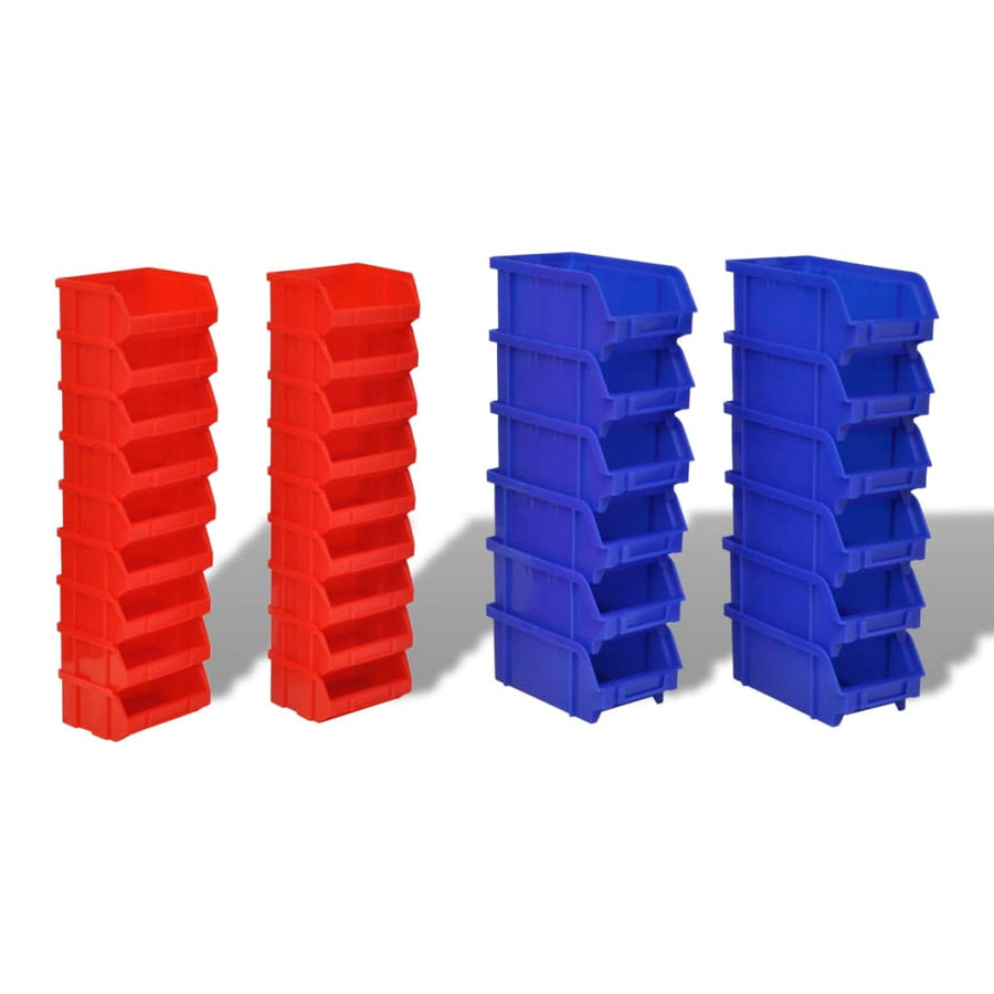 30-Delige Opbergrek Voor Aan De Wand Blauw En Rood