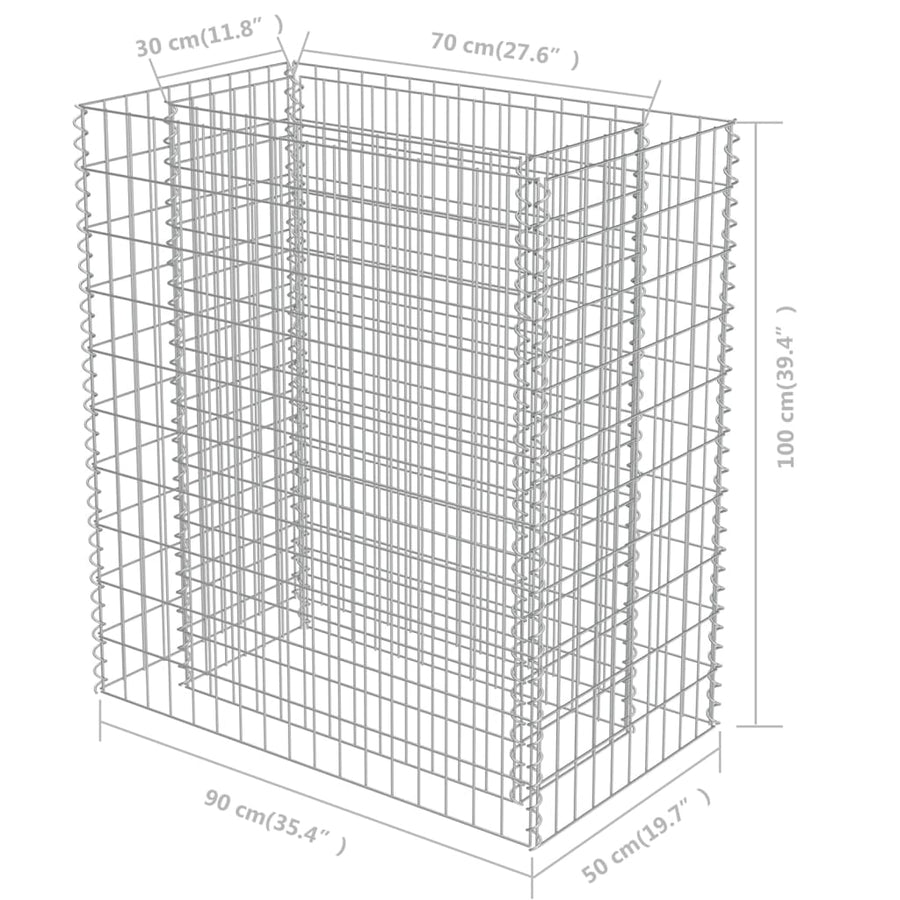 Gabion Plantenbak Verhoogd Gegalvaniseerd Staal 90 x 50 x 100 cm