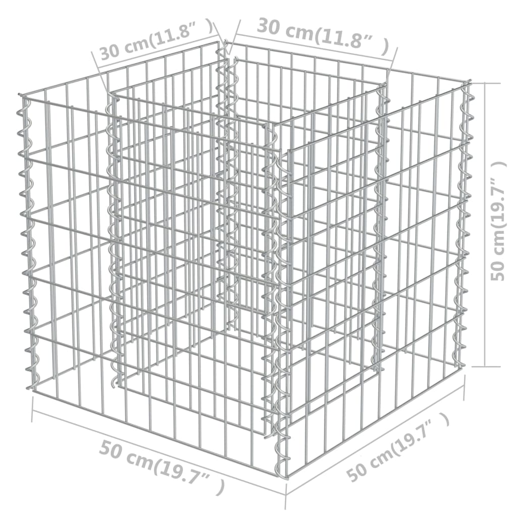 Gabion Plantenbak Verhoogd Gegalvaniseerd Staal 50 x 50 x 50 cm