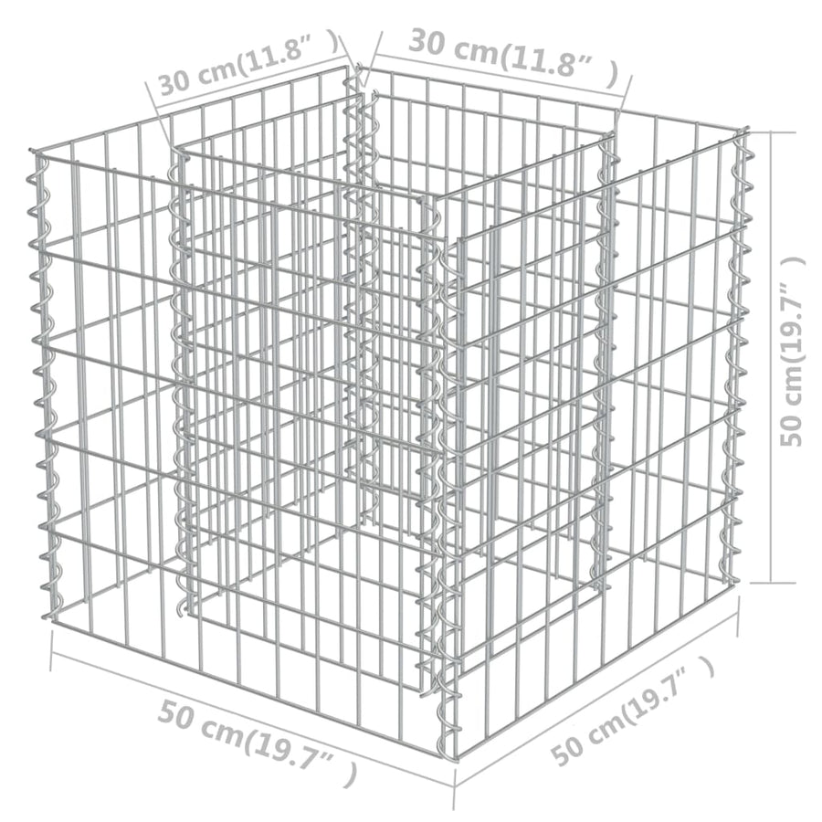 Gabion Plantenbak Verhoogd Gegalvaniseerd Staal 50 x 50 x 50 cm