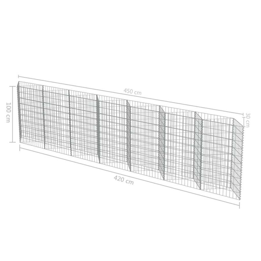 Gabion Mand Gegalvaniseerd Staal 450 x 30 x 100 cm