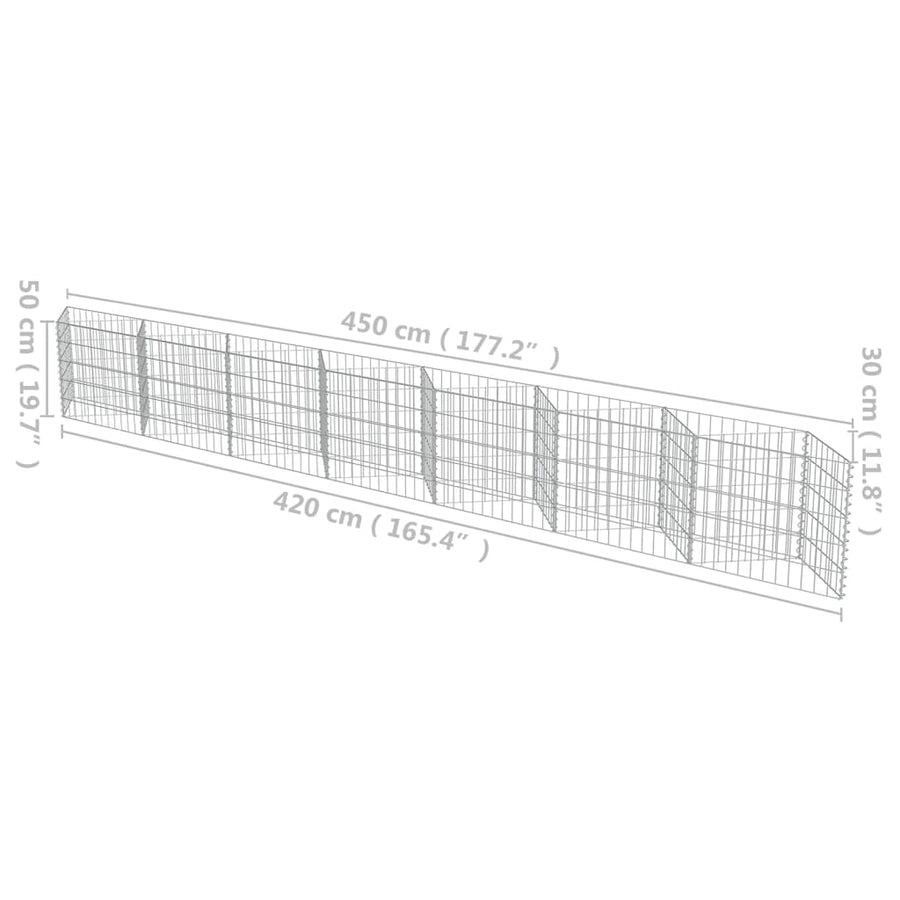 Schanskorfmuur 450x30x50 cm gegalvaniseerd staal 450 x 30 x 50 cm