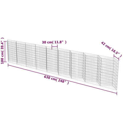 Schanskorf wand 630x30x100 cm gegalvaniseerd staal 630 x 30 x 100 cm
