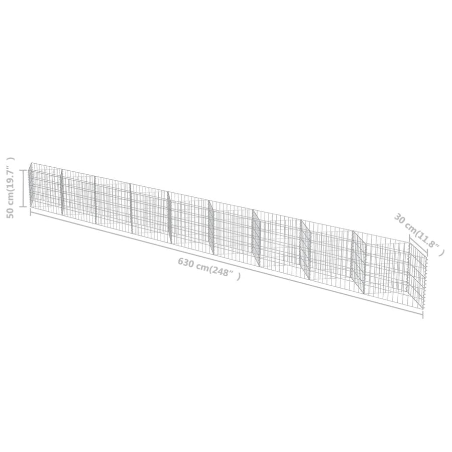 Schanskorfmuur 630x30x50 cm gegalvaniseerd staal 630 x 30 x 50 cm