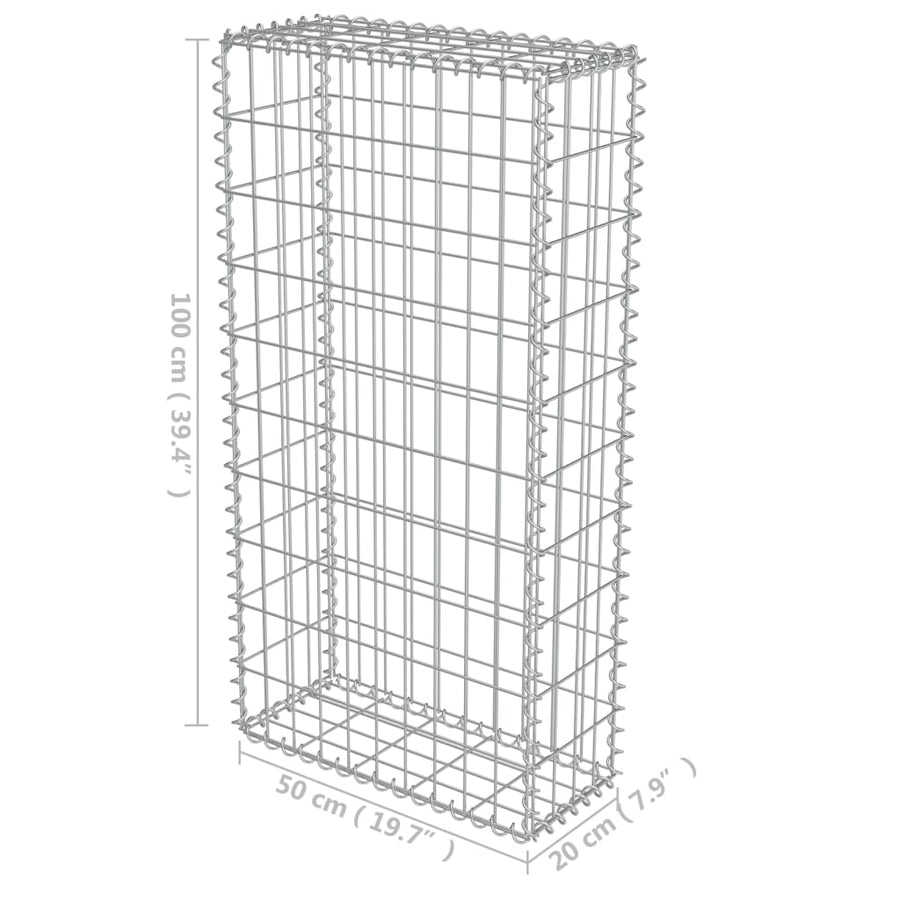 Schanskorfmuur met deksels 50x20x100 cm gegalvaniseerd staal 50 x 20 x 100 cm
