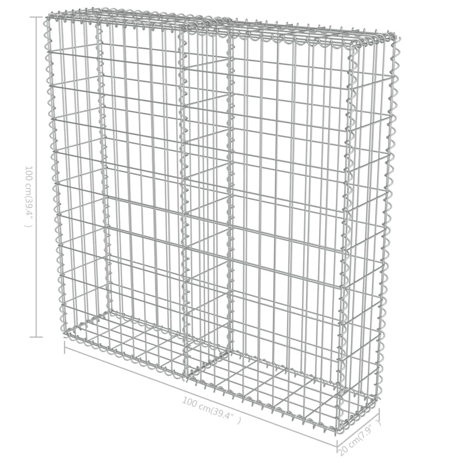 Schanskorfmuur met deksels 100x20x100 cm gegalvaniseerd staal 100 x 20 x 100 cm