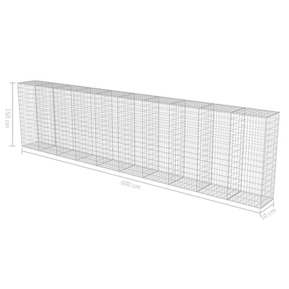 Schanskorfmuur met deksels 600x50x150 cm gegalvaniseerd staal 600 x 50 x 150 cm