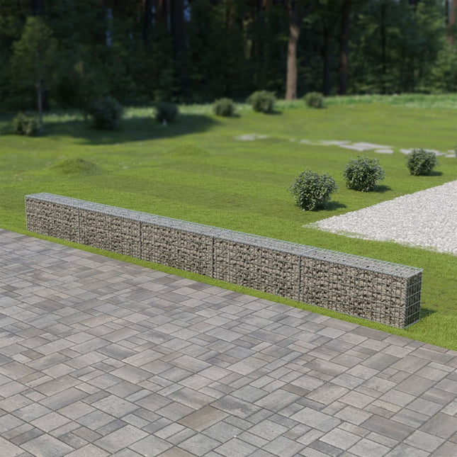 Schanskorfmuur met deksels 600x30x50 cm gegalvaniseerd staal 600 x 30 x 50 cm