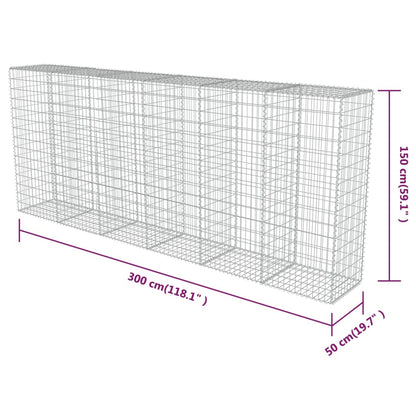 Schanskorfmuur met deksels 300x50x150 cm gegalvaniseerd staal 300 x 50 x 150 cm