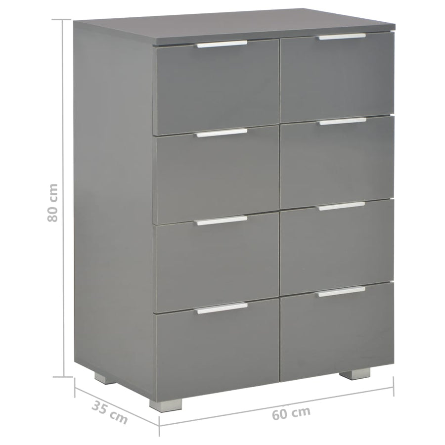 Dressoir 60X35X80 Cm Spaanplaat Hoogglans Grijs