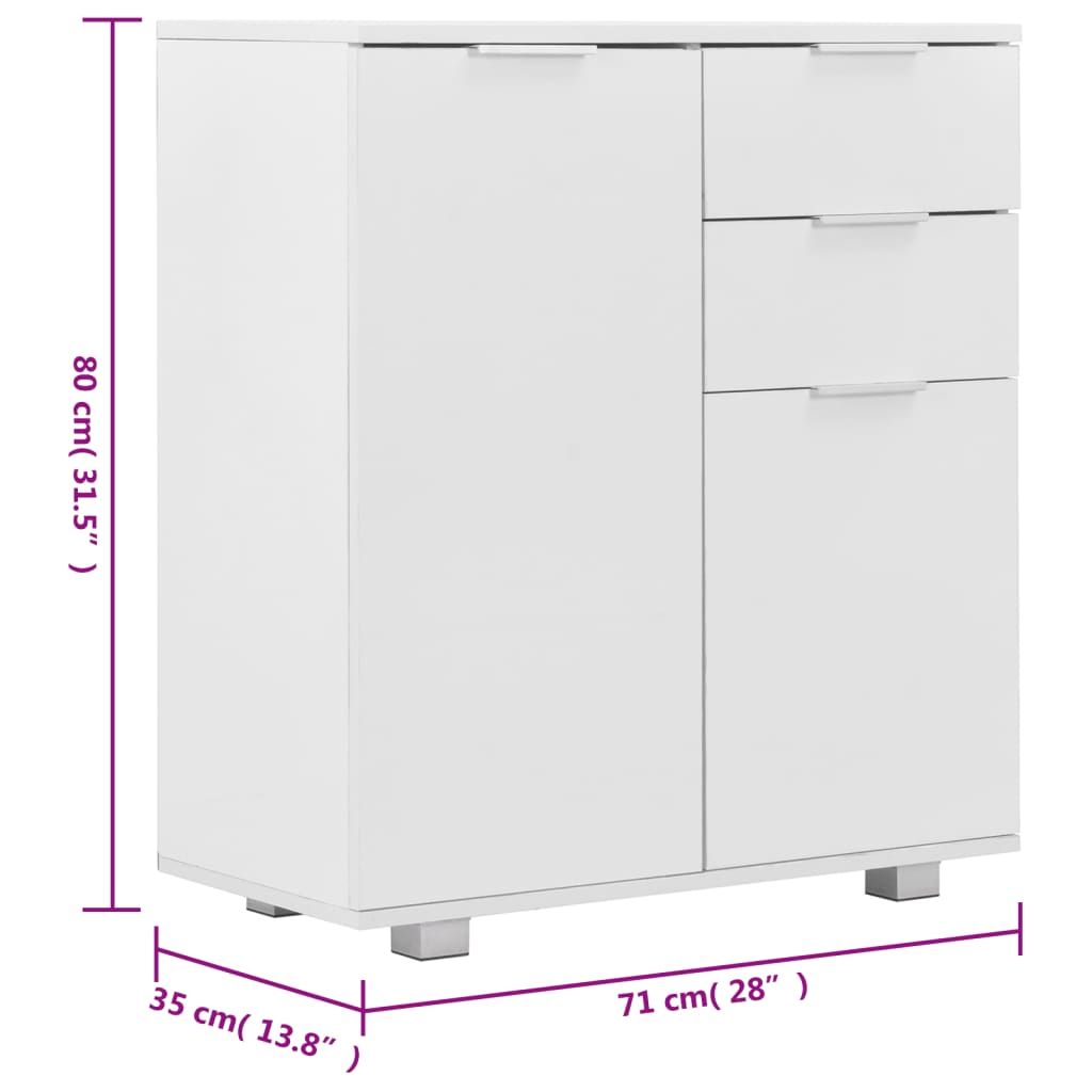 Dressoir 7X35X80 Cm Spaanplaat Hoogglans Wit