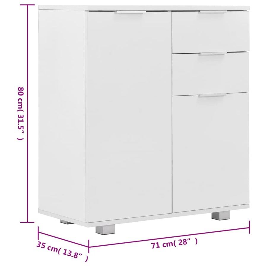 Dressoir 7X35X80 Cm Spaanplaat Hoogglans Wit