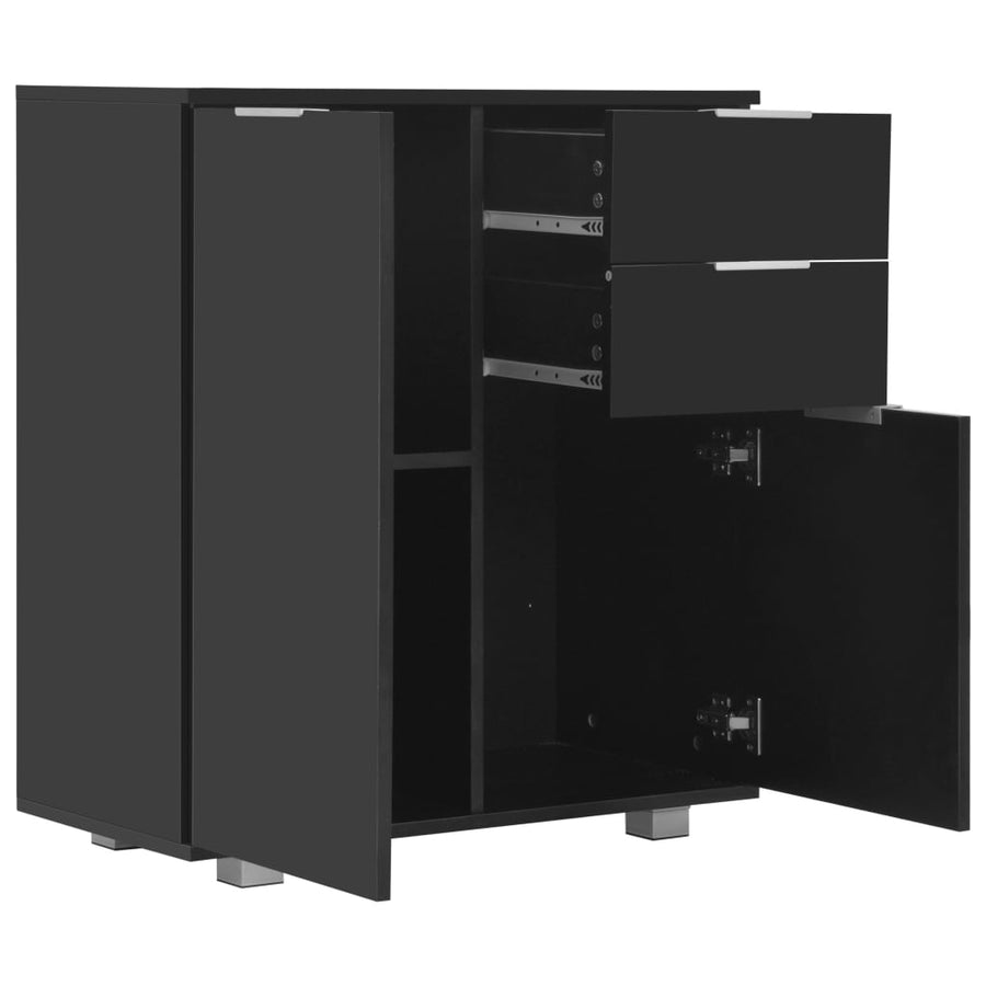 Dressoir 7X35X80 Cm Spaanplaat Hoogglans Zwart