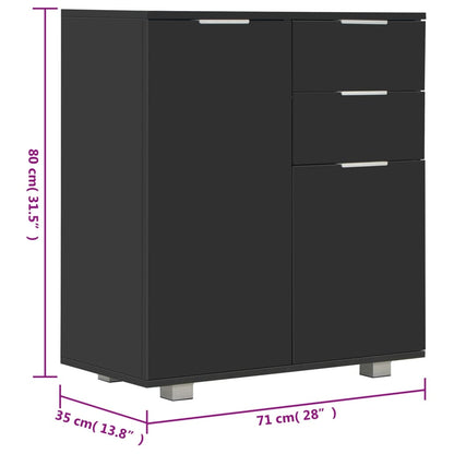 Dressoir 7X35X80 Cm Spaanplaat Hoogglans Zwart