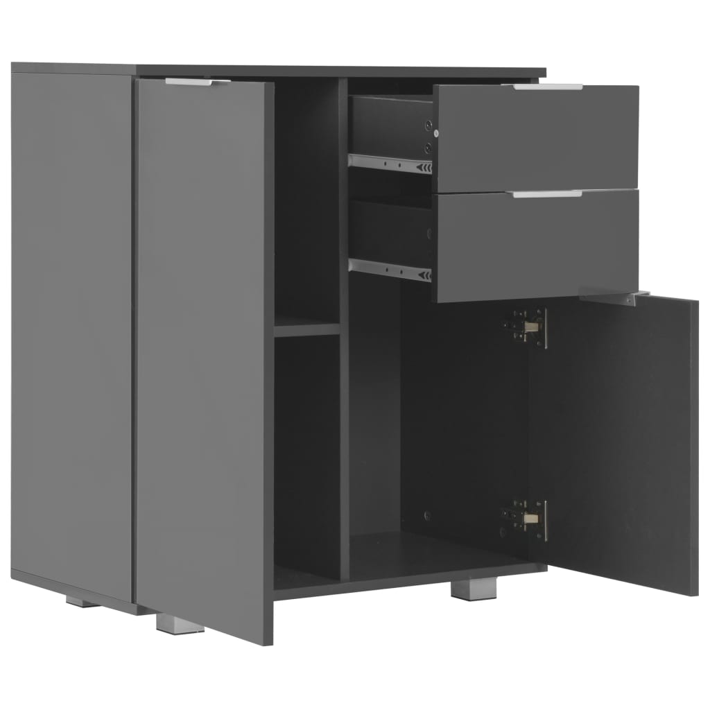 Dressoir 7X35X80 Cm Spaanplaat Hoogglans Grijs