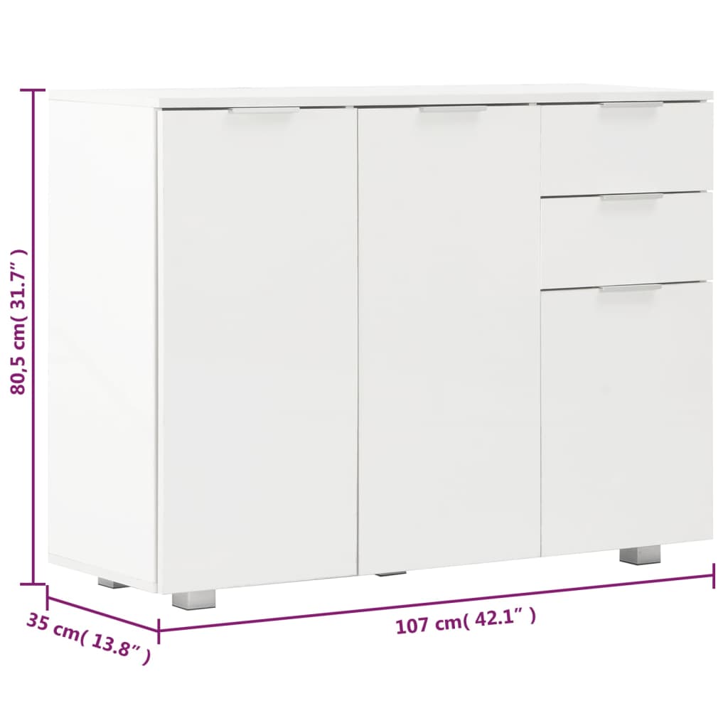 Dressoir 07X35X80,5 Cm Hoogglans Wit