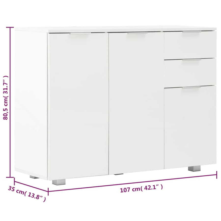 Dressoir 07X35X80,5 Cm Hoogglans Wit