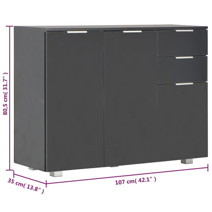 Dressoir 07X35X80,5 Cm Hoogglans Zwart