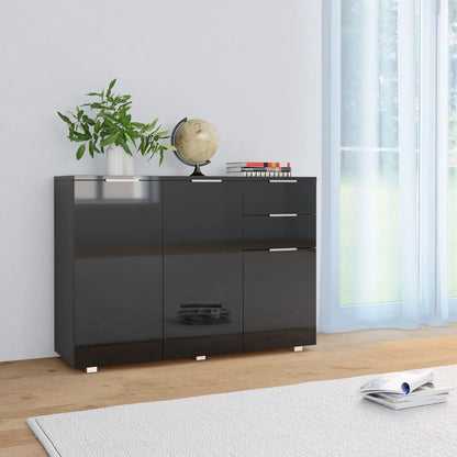 Dressoir 07X35X80,5 Cm Hoogglans Zwart