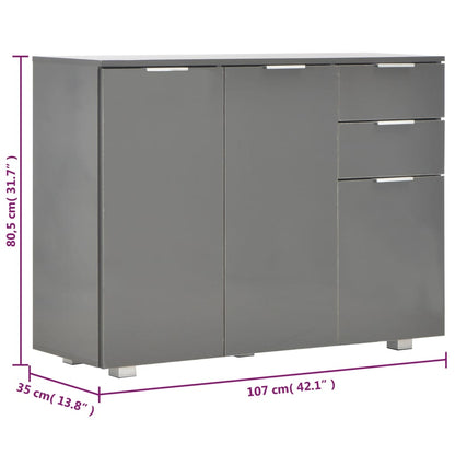 Dressoir 07X35X80,5 Cm Hoogglans Grijs
