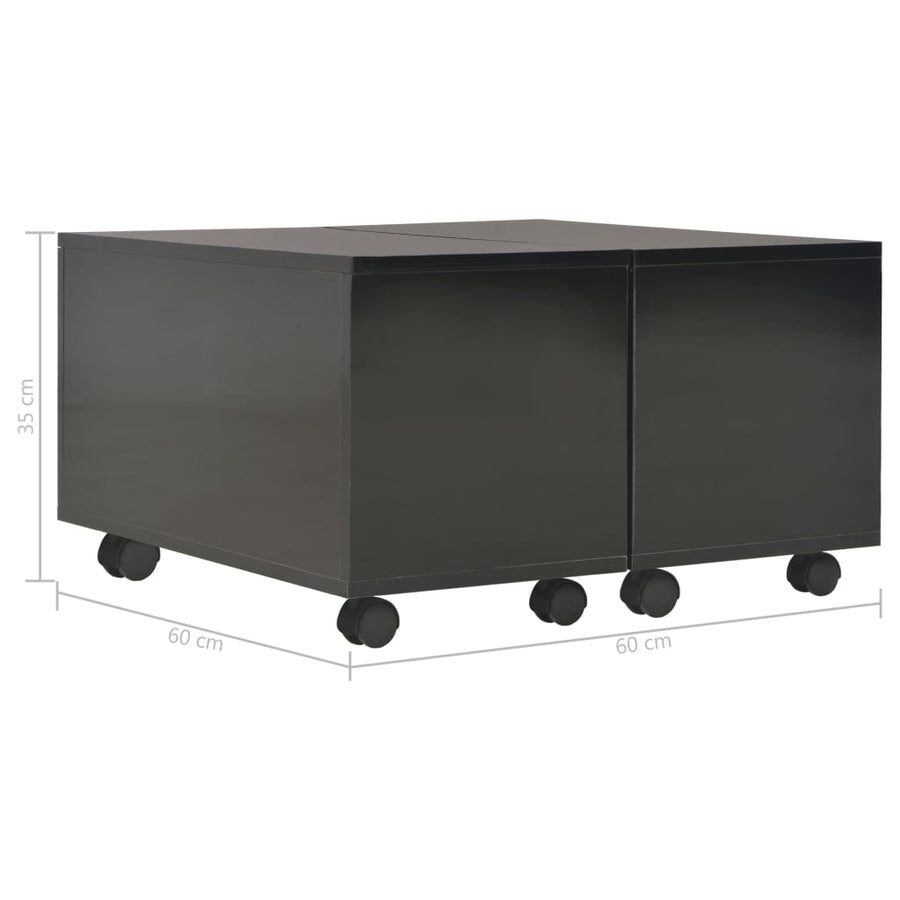 Salontafel Spaanplaat Hoogglans 60 x 60 x 35 cm Zwart