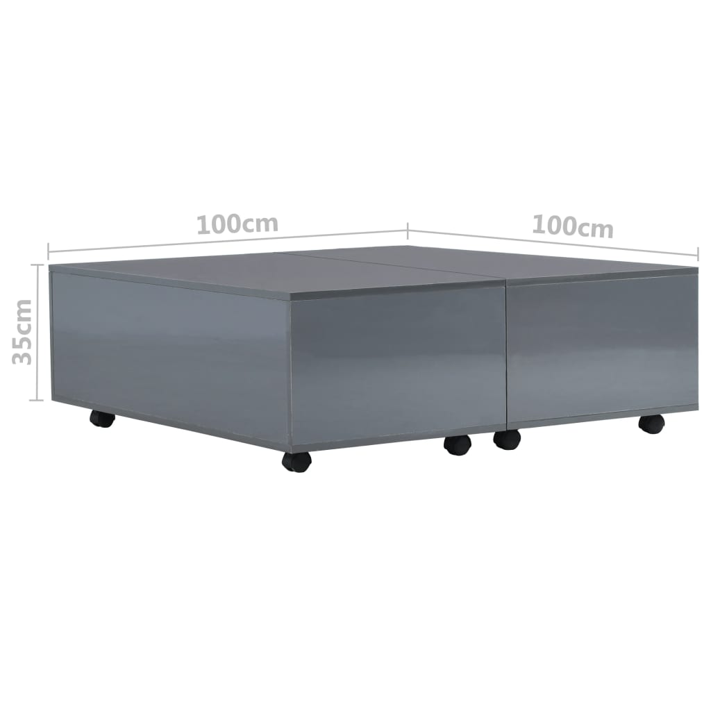 Salontafel 00X00X35 Cm Hoogglans 100 x100 x 35 cm Grijs