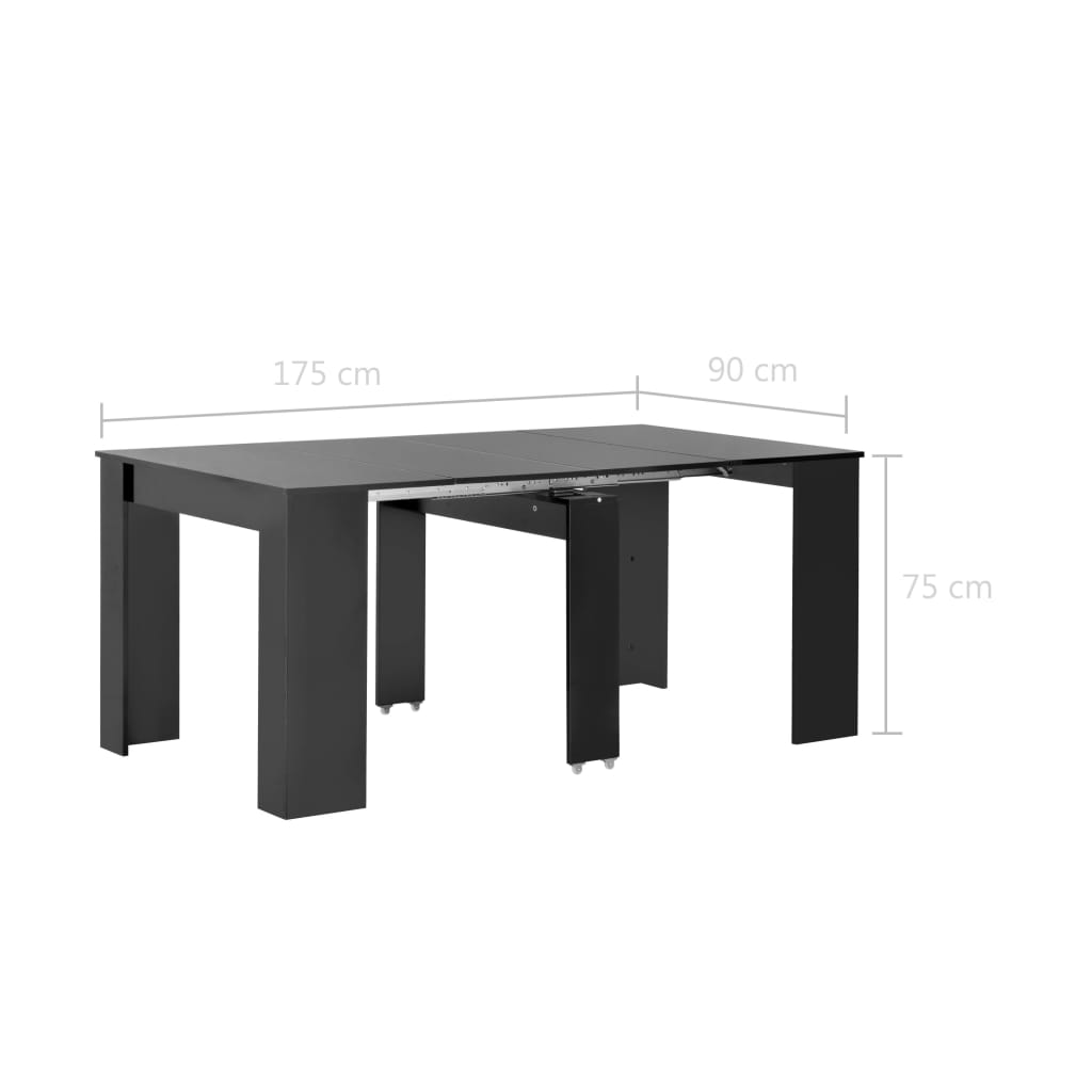 Eettafel Verlengbaar 175X90X75 Cm Hoogglans Zwart