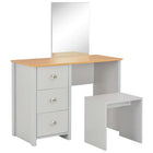 Dressing table with mirror and stool 104x45x131 cm grey