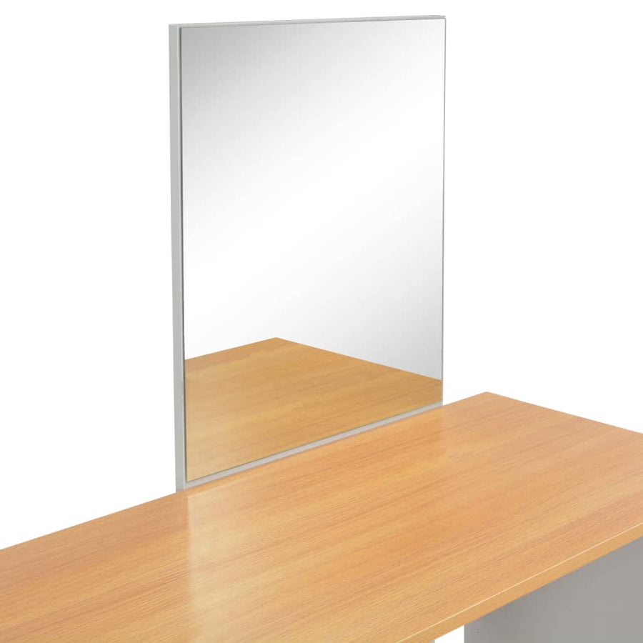 Kaptafel Met Spiegel En Krukje 104X45X131 Cm Grijs
