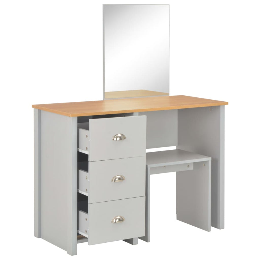 Kaptafel Met Spiegel En Krukje 104X45X131 Cm Grijs