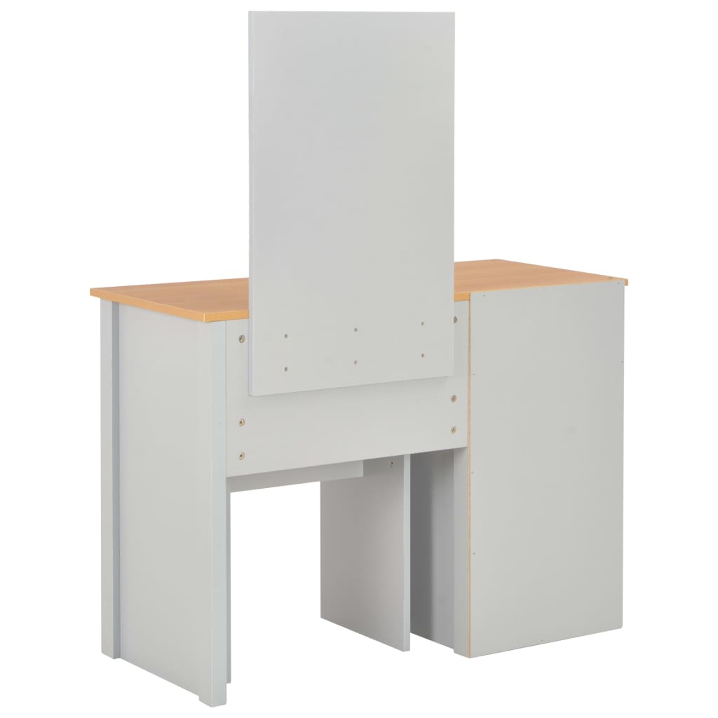 Kaptafel Met Spiegel En Krukje 104X45X131 Cm Grijs