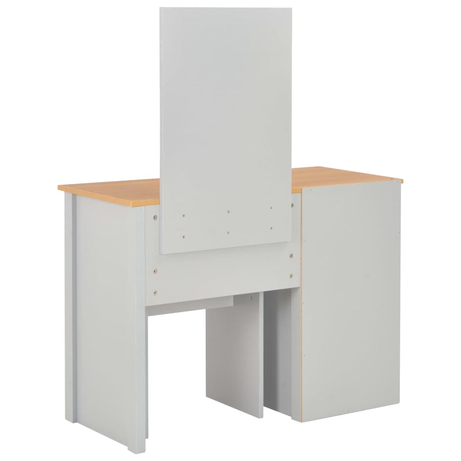 Kaptafel Met Spiegel En Krukje 104X45X131 Cm Grijs