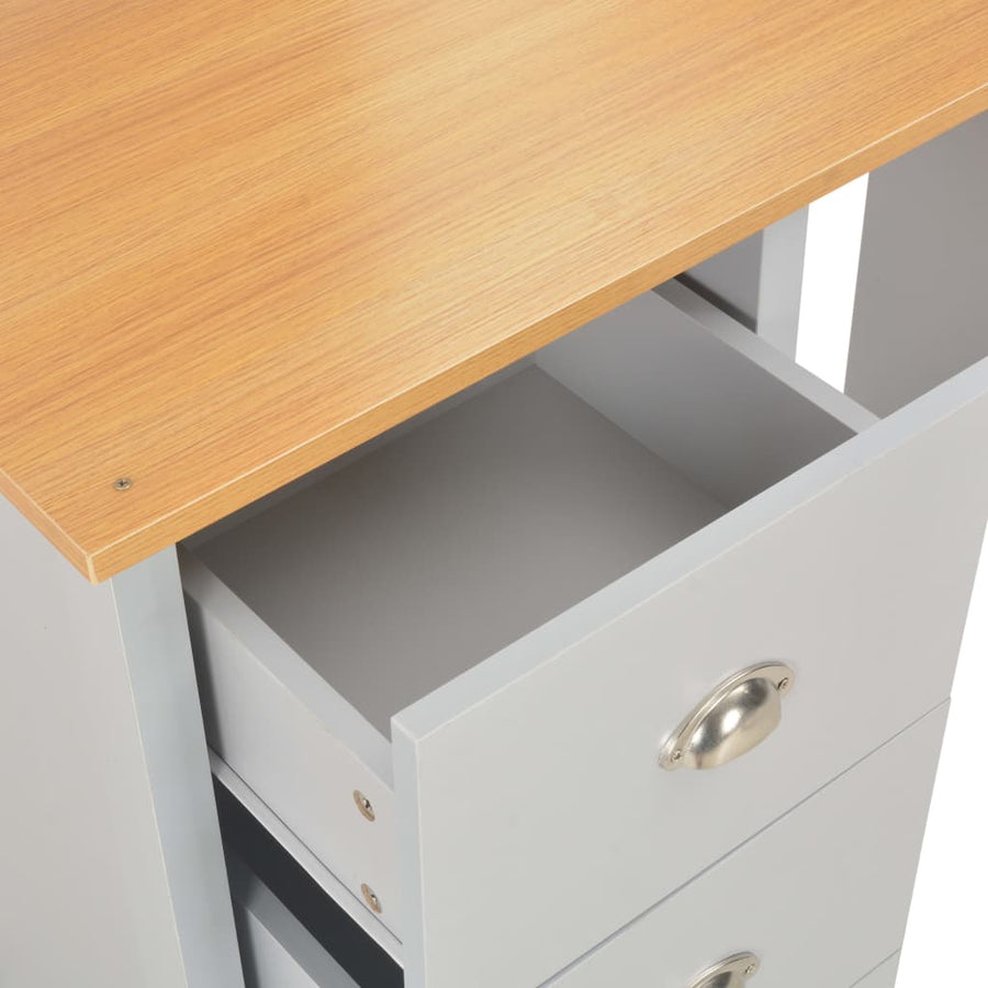Kaptafel Met Spiegel En Krukje 104X45X131 Cm Grijs