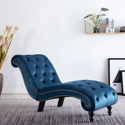 Chaise longue fluweel blauw 145x52x77 cm