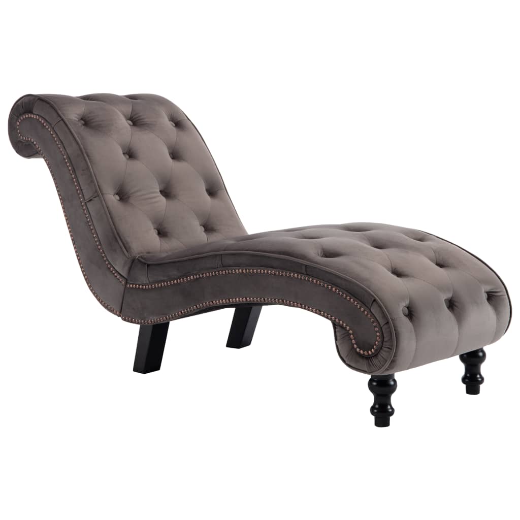 Chaise Longue Fluweel Grijs