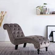 Chaise longue fluweel grijs 145x52x77 cm